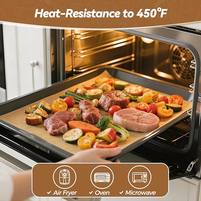 360 Count 9"x 13" Heavy Duty Parchment Paper Sheets for Baking, No-Stick & No-Leak Unbleached Baking Paper, Pre-cut Half Parchment Paper Sheets for Oven, Air Fryer, Microwave - Image 4