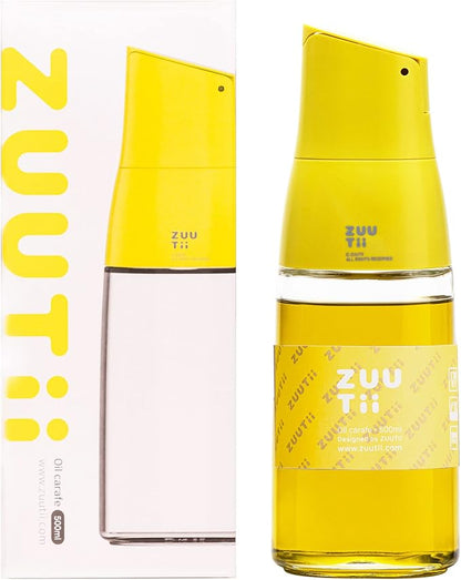 Zuutii Olive Oil Dispenser - Drip Free Spout Bottle for Kitchen Glass Oil and Vinegar Dispenser - Lemon Yellow