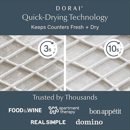 Dorai Home Dish Pad - Collapsable Stone Dish Drying Mat with Diatomaceous Earth for Quick Drying - Ultra Absorbent - Encased in Woven Silicone - Eco-Friendly, Foldable - Large 24.6" x 16.5", Sandstone - Image 2
