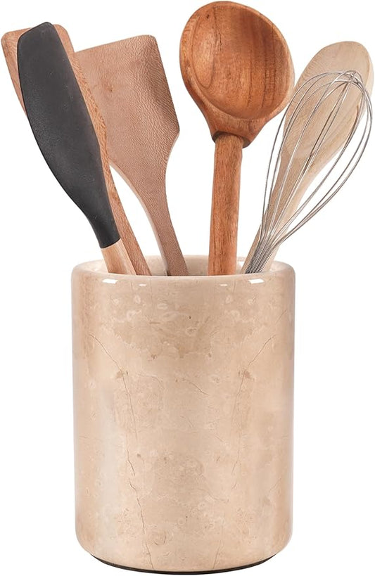 Radicaln Marble Utensil Holder 6.5" Inches Verona Handmade Spoon Holder for Kitchen Counter, Ideal Kitchen Utensils Set Organizer, Farmhouse Kitchens Decor & Cooking Utensil Storage