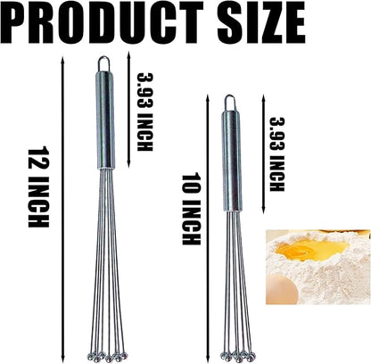 Whisk Set, Stainless Steel Ball Whisk Kitchen Tools Ideal for Cooking, Blending, Whisking, Beating & Stirring - Image 2