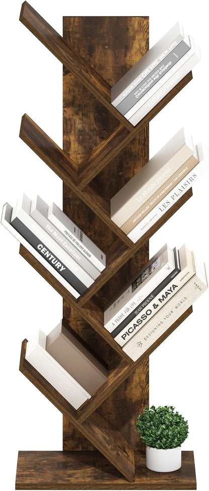 Furinno Tree Book Shelf, 7-Tier Bookshelf with Angled Open Shelf, Tree Bookcase for Room Decor, 8.4 x 15.7 x 39.4, for Organization and Storage, for Living Room, Bedroom, Home Office, Amber Pine - Image 6