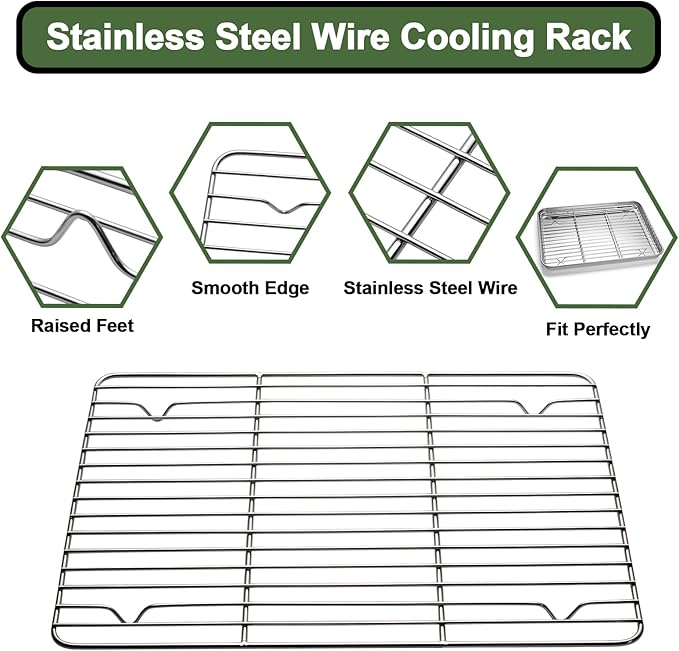 Baking Sheet Tray Cooling Rack with Silicone Baking Mat Set, Stainless Steel Cookie Pan For Oven, Set of 9 (3 Sheets + 3 Racks + 3 Mats), Warp Resistant & Heavy Duty & Easy Clean, Red - Image 4