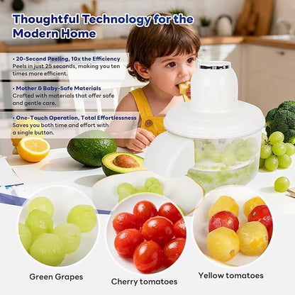 Automatic Grape Peeler Machine, Electric Garlic & Cherry Tomato Peeler Skin Remover Tool for Small Fruits, Effortless Peeling for Home Kitchen (White-1PC) - Image 4