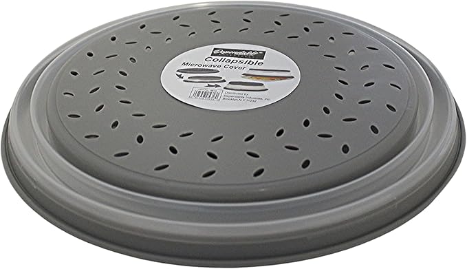 Dependable Industries' 2-in-1 Collapsible Microwave Splatter Guard Cover & Vegetable Washing Colander: The Ultimate Space-Saving Kitchen Essential (Gray)