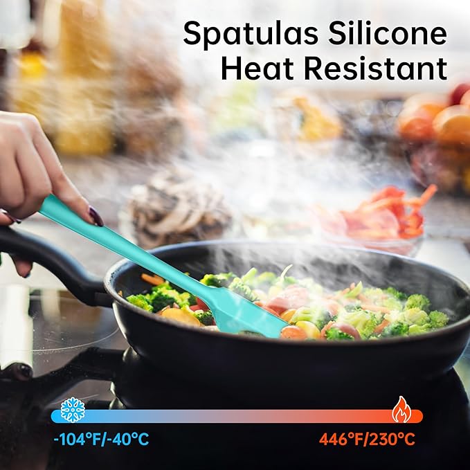 5-Piece Silicone Spatula Set - Heat Resistant 446°F Food Grade BPA Free, Nonstick Cookware Safe Dishwasher Safe Kitchen Tools for Baking, Cooking, Stirring, Multicolor.