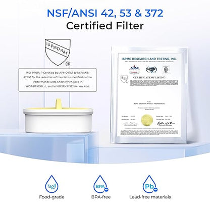 Waterdrop PT-72P Glass Water Filter Pitcher, 7-Cup, Eco-Friendly, NSF/ANSI 53, 42 & 372 Certified Filter, Reduces PFOA/PFOS, Chlorine, Cadmium, Copper & Mercury, BPA-Free, Easy to Clean, Pink