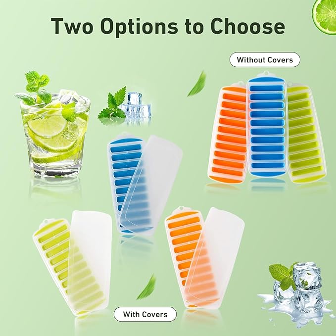 Water Bottle Silicone Ice Cube Tray by Lily's Home - 3-Piece Quick-Freeze Ice Trays with 10 Ice Cube Slots – Silicone Ice Cube Tray Set Makes 30 Ice Cubes, With Lids - Image 4