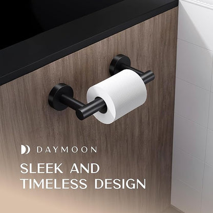 Day Moon™ - Toilet Paper Holder - Modern Roll Holder for Bathroom - 2 Pack - Wall Mount, Black - Image 2