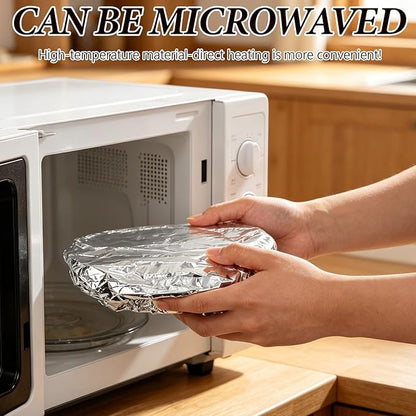 Reusable Aluminum Foil Food Cover, Heat-Insulating, Freshness-Preserving, Flexible Kitchen Lids for Meal Prep Baking Leftovers and Food Storage (100)