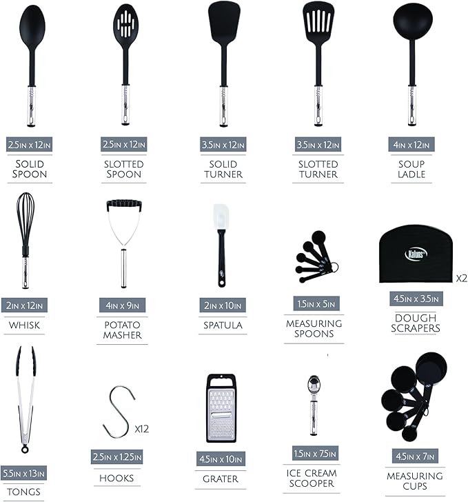 Kitchen Utensils Set 35 PCS Cooking Utensils Set, Nonstick and Heat Resistant Nylon Stainless Steel Silicone Spatula Set - Kitchen Gadgets Home Essentials Kitchen Accessories, Apartment Must Haves - Image 2