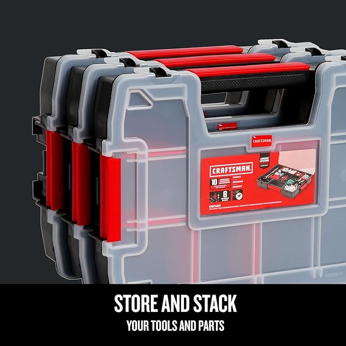 CRAFTSMAN Storage Organizer, Small Parts Organizer, 3-Packs with 10-Compartments, Lid Includes Secure Latch (CMST60964M) - Image 4