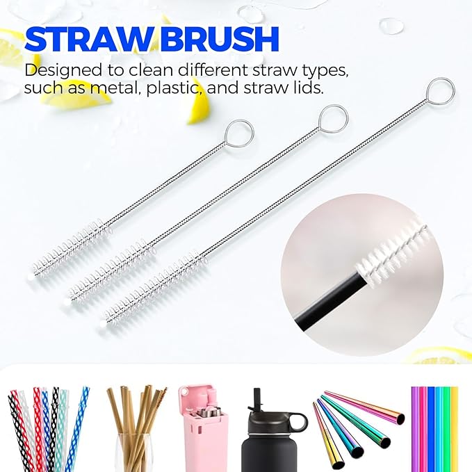 Holikme 6 Pack Dish Brush Set with Bottle Brush, Dish Scrub Brush, Pan Brush and 3 Straw Brushes, Deep Cleaning Handle Brush with Scraper Tip for Kitchen Sink Dishes Bottle Cup Pot and Pans (Yellow) - Image 5