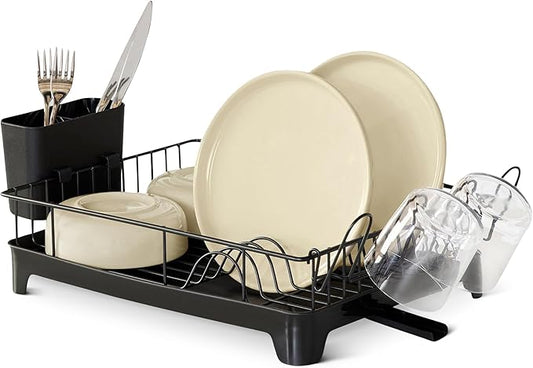 Amazon Basics Stainless Steel Dish Drying Rack, 15.2 x 11.6 x 4 in., Black by AmazonBasics