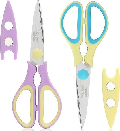 Mr. Pen- All Purpose Kitchen Shears with Protective Sheath, 2pcs, 8 Inch, Dishwasher Safe, Stainless Steel Food Scissors with Micro-Serrated Blades, Soft Grip, Durable Utility Kitchen Shears by MrPen