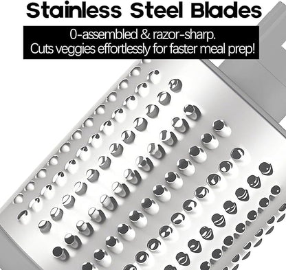 Rotary Cheese Grater with Handle, Kitchen Speed Hand Crank Vegetable Slicer, Potato Hash Brown Shredder Spinning Nut Grinder with 3 Replaceable Stainless Steel Drum Blades (White) - Image 6
