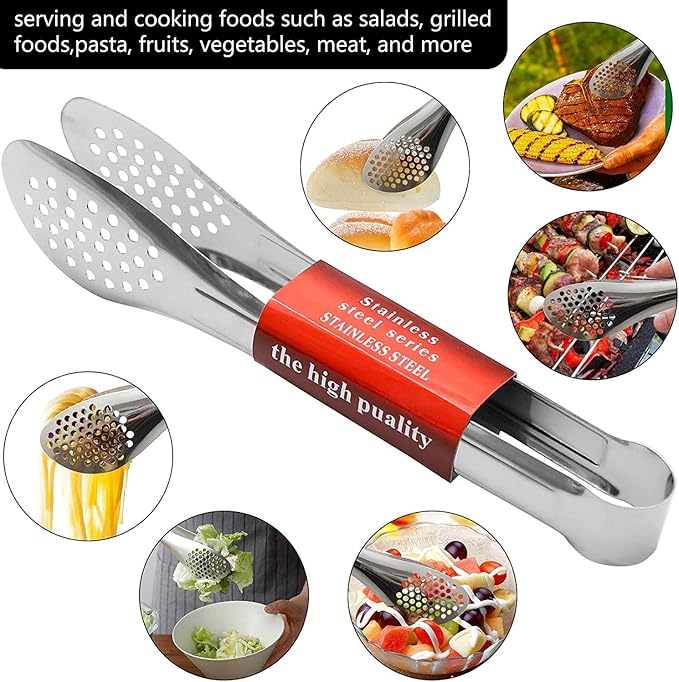 6 Pack Buffet Tongs,Stainless Steel Serving Tongs Serving Utensils 9Inch - Image 4