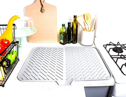 Luxet Silicone Dish Drying Mat with Built-in Drain Lip - Hygienic Drying Pad - Sturdy Compact Easy to Clean Tray Protects Surfaces Prevents Water Build Up - 23 X 17 (White) - Image 7