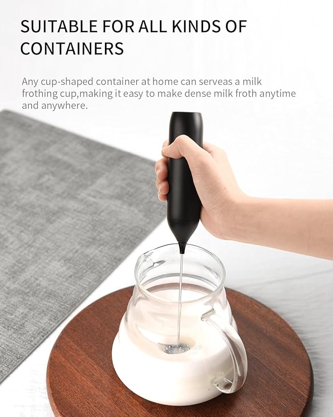 CIRCLE JOY Rechargeable Milk Frother Handheld, Coffee Frother Wand Drink Mixer with Stainless Steel Whisk for Coffee, Cappuccino, Lattes, Frappe, Matcha and Hot Chocolate, Black - Image 6