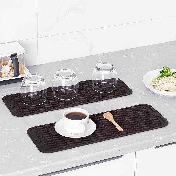 MicoYang Silicone Dish Drying Mat for Multiple Usage,Easy clean,Eco-friendly,Heat-resistant Silicone Mat for Kitchen Counter,Sink,Bar,Bottle,or Cup Coffee M 17 inches x 6 inches - Image 5