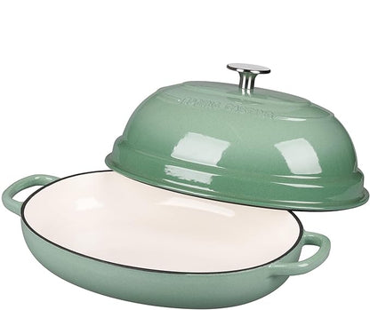 EDGING CASTING Enameled Oval Cast Iron Dutch Oven Pot with Lid, Bread Dutch Oven for Sourdough Bread Baking, Dutch Oven Bread, Bread Oven, 6QT, Sage Green - Image 3