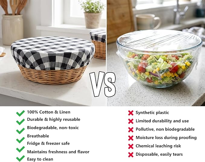 Reusable Bowl Covers, 5 Size Stretch Cloth Bowl Covers for Bread Proofing, cloth Fabric bowl Cover for Food Fruits Leftover (P)