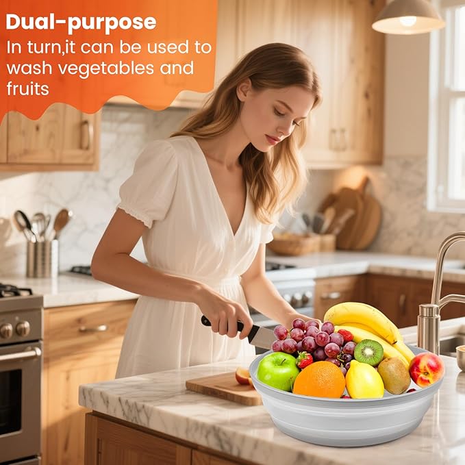 Large Collapsible Microwave Cover for Food, 12.2inch Microwave Splatter Cover, Microwave Plate&Dish Cover with Easy Grip Handle, BPA-free, Dishwasher Safe (Light Grey) - Image 5