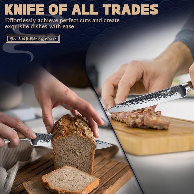 Huusk Kitchen Utility Knife 5.5" Paring Knife Ultra Sharp High Carbon Steel Tomato Knives Japan Chef Knife Multipurpose Kitchen Knife for Fruit and Vegetable with Premium Present Box - Image 5