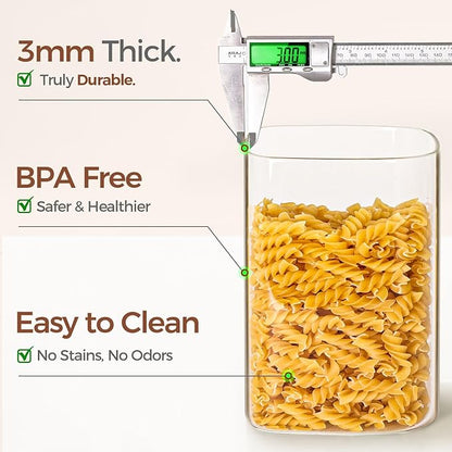 ComSaf 2Pcs Large Glass Storage Containers with Lids 4Qt, 1 Gallon Wide Mouth Flour Sugar Storage Containers, Large Capacity and Sealed for Rice, Cereal, Oat, Easy Clean and Scoop, Pantry Organization - Image 4