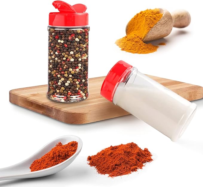 RoyalHouse 6 Pack 16 Oz Plastic Spice Jars with Red Cap, Clear and Safe Plastic Bottle Containers with Shaker Lids for Storing Spice, Herbs and Seasoning Powders, BPA Free, Made in USA - Image 5