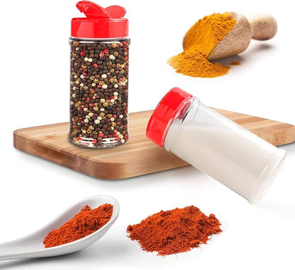 RoyalHouse 6 Pack 16 Oz Plastic Spice Jars with Red Cap, Clear and Safe Plastic Bottle Containers with Shaker Lids for Storing Spice, Herbs and Seasoning Powders, BPA Free, Made in USA - Image 5