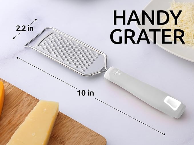 Zulay Kitchen Professional Cheese Grater Stainless Steel - Durable Rust-Proof Metal Lemon Zester Grater With Handle - Flat Handheld Grater For Cheese, Chocolate, Spices, And More - White - Image 7