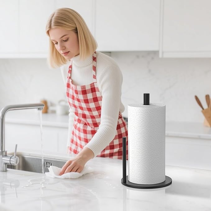 Paper Towel Holder Countertop, Stainless Steel, Black, for Kitchen, Pantry, RV - Image 7