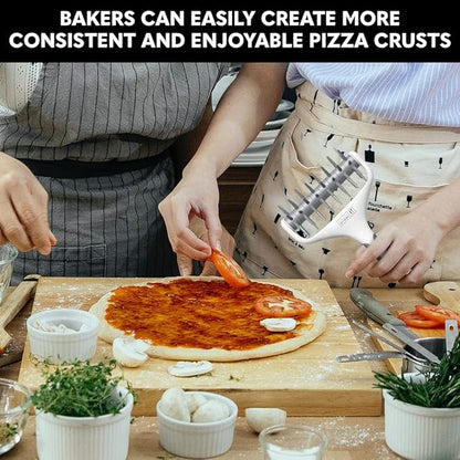 Orblue Pizza Dough Docker, Pastry Roller with Spikes, Pizza Docking Tool for Home & Commercial Kitchen - Pizza Making Accessories that Prevent Dough from Blistering Gray