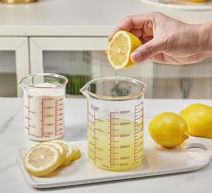 High Borosilicate Glass Measuring Cup-V-Shaped Spout，Glass Measuring Beaker for Kitchen or Restaurant, Easy to Read, 500 ML (16 Oz, 2 Cup) - Image 6