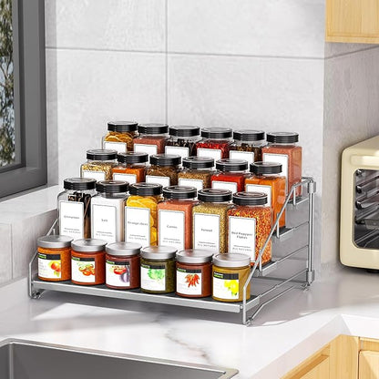 BOIVSHI 4 Tier Spice Rack for Cabinet, Spice Rack Organizer, Depth Adjustable Spice Organizer for Countertop, Cupboard, Pantry, Seasoning Shelf, Metal, Gray (1 Pack) - Image 9