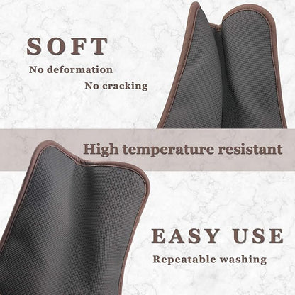 2Pcs Cotton and Neoprene Oven Pads Pot Holders with Pocket 8"x8.5" Dual-Function Hot Pad Set for Finger Hand Wrist Protection Heat Resistant to 428°F,Brown
