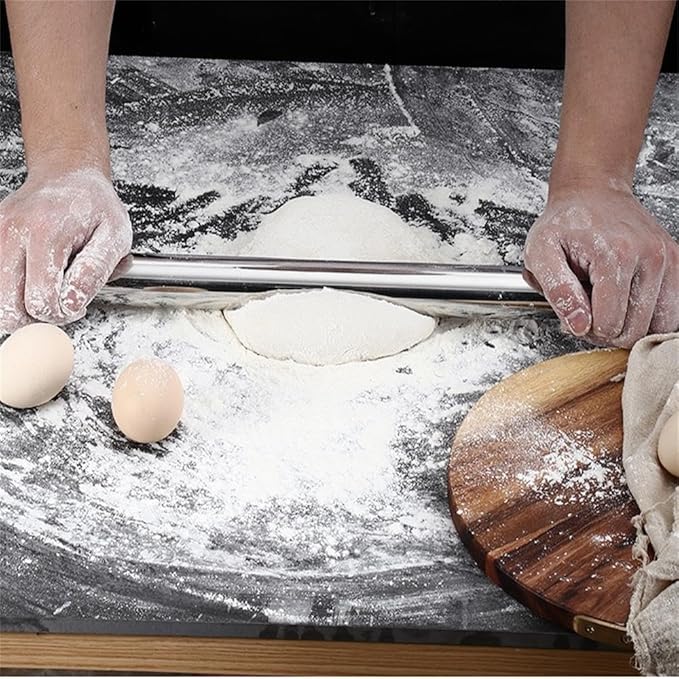 Rolling pin, Smooth Stainless Steel Rolling Pin, Rolling Pin for Baking Fondant, Pizza, Pie, Pastry, Pasta, Dough, Cookies (16.7in+mat) - Image 8