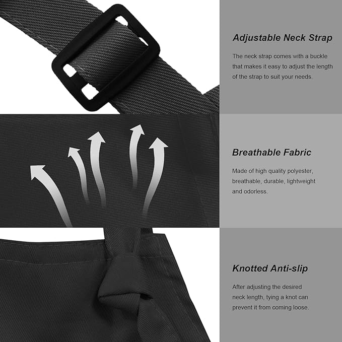 15 Pcs Adult Aprons Bulk with Pockets Adjustable Bib Chef Apron for Women Men Painting Cooking Crafting (S/L) - Image 2