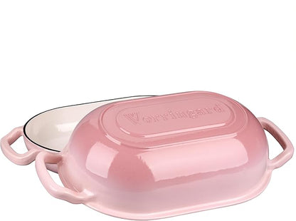 VORRINGARD Enameled Cast Iron Sourdough Bread Oven, Dutch Oven, Loaf Cast Iron Bread Pan for Homemade Bread Baking, Meatloaf Pan with Lid, 5QT, Pink - Image 4