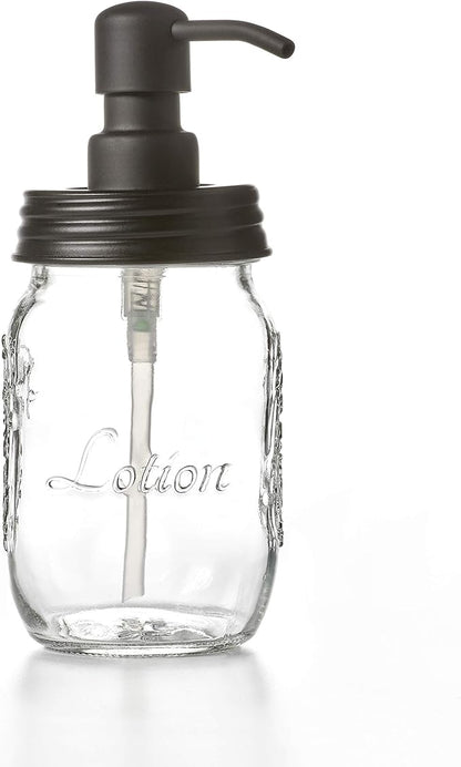 Mason Jar Soap and/or Lotion Dispenser for Hand Sanitizer, Liquid Soap or Hand/Body Lotion (Black, 2pk 16oz)