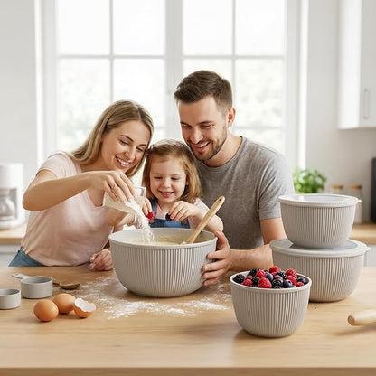 BoxedHome Nesting Plastic Mixing Bowls, BPA-Free Plastic, Microwave and Dishwasher Safe, Set of 4, 1.27/2.22/3.38/4.76quart, Grey - Image 12