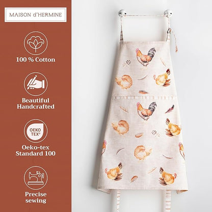 Maison d' Hermine 100% Cotton Apron for women with Pocket Kitchen Chef Apron for Men Cooking Mothers Day Gifts