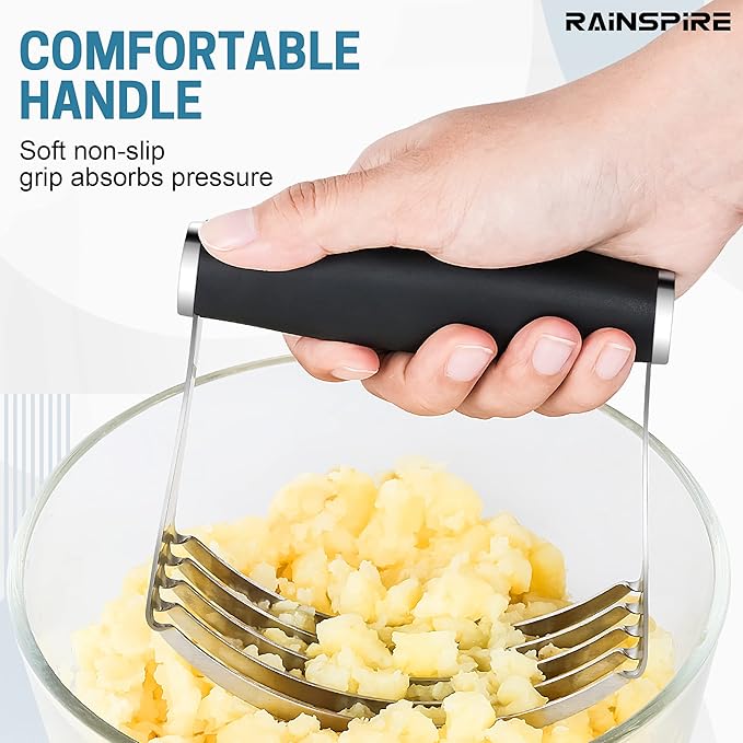Rainspire XL Pastry Cutter For Baking, Heavy Duty Pastry Blender Stainless Steel, Thick Sharp Blades Dough Blender, Dough Cutter Butter Cutter Pastry for Easy Mixing, Dishwasher Safe (Black) - Image 6