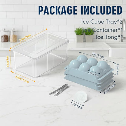 Large Ice Ball Maker Mold, 1.9" Round Ice Cube Mold for Whiskey Bourbon Cocktail, 6 Balls, Sphere Ice Mold, Big Ice Cube Tray with Container and Tongs, Easy to Fill & Release - Image 3