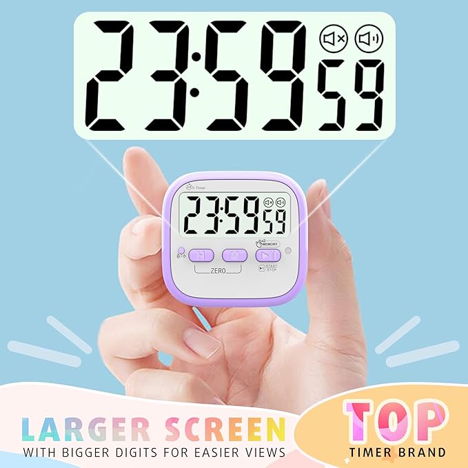 Antonki 2 Pack Classroom Timers for Kids Teachers, Magnetic Countdown Digital Kitchen Timer for Cooking, Study, Exercise, Games, Time Mangement - Loud/Silent Mode - Battery Included - Image 5