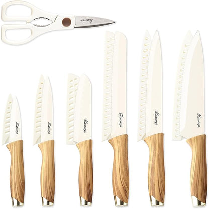 Knife set, 13 Pieces Kitchen Knives Set, Nonstick Ceramic Anti-Rust Coating and Blade Guard, Holiday Gifts for Kitchen, Camping Essentials by EnergizeYourCooking
