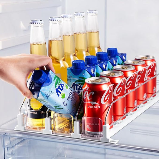 Drink Organizer for Fridge, Soda Can Dispenser for Refrigerator, Automatic Drink Dispenser for Fridge Holds up to 15 Cans, 3 Row by Coanto