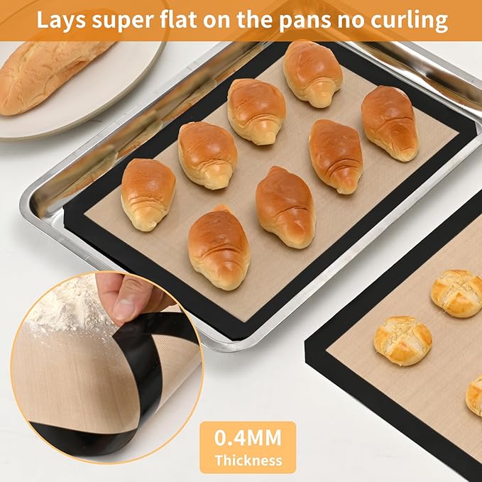 Luckyiren 2-Pack Silicone Baking Mats – Non-Stick Reusable Oven Liners for Half Sheet Pans (16.54" x 11.62"), BPA-Free Silicone, Easy to Clean, for Cookies, Roasted Veggies, Pizza & More