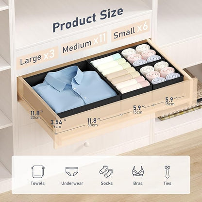 DIMJ Drawer Organizer Clothes Storage - 20 Pack Baby Dresser Organizer for Nursery, Foldable Closet Drawer Organizer Bins for Bedroom Organization, Fabric Storage Dividers for Socks, Underwears, Bras - Image 2